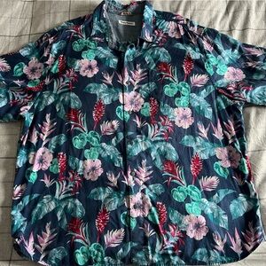 Tommy Bahama Blue Tropical Floral Mens Big and Tall silk Shirt